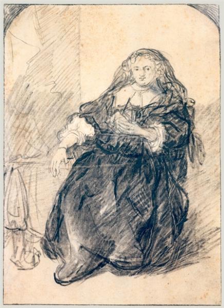 Saskia assis avec une lettre dans la main gauche - 1635