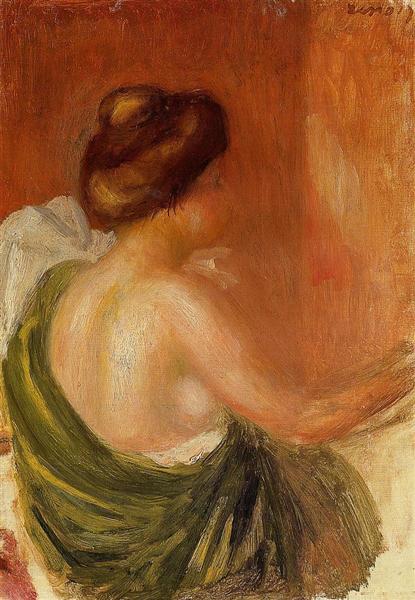 Femme assise avec une robe verte - 1890