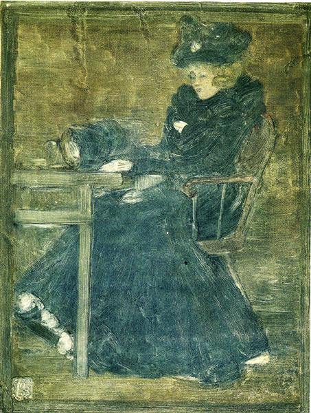 Woman sitting blue (also known as in coffee) - 1902