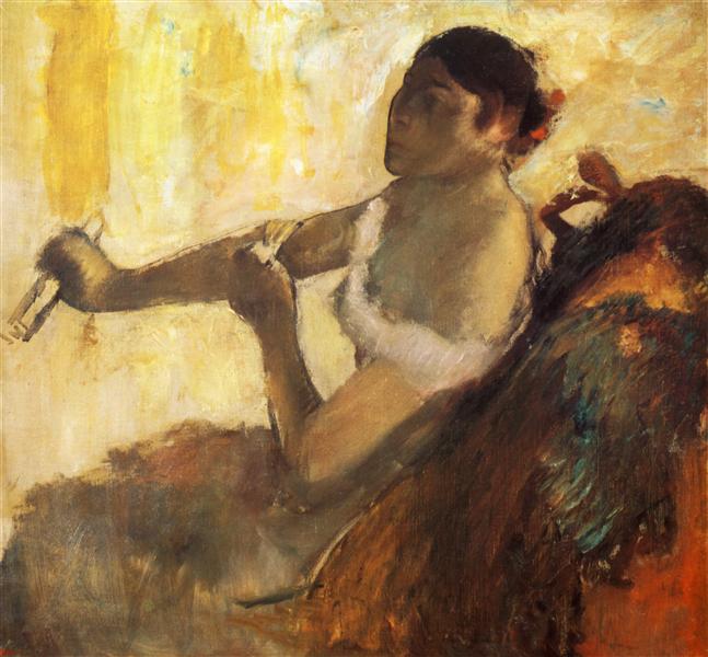 Seated Woman Pulling on Her Glove - 1890