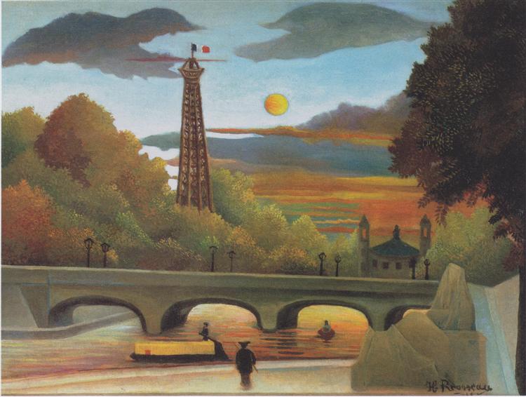 Sena und Eiffelturm bei Sonnenuntergang - 1910