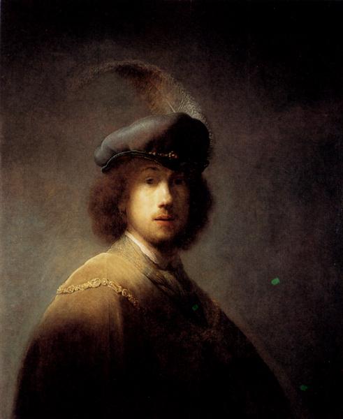 Self -Portrait mit Federn Hut - 1629