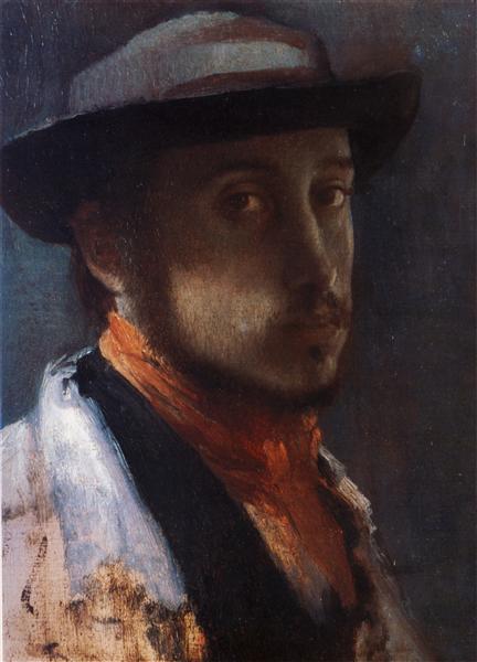 Self -Portrait z miękkim kapeluszem - 1858