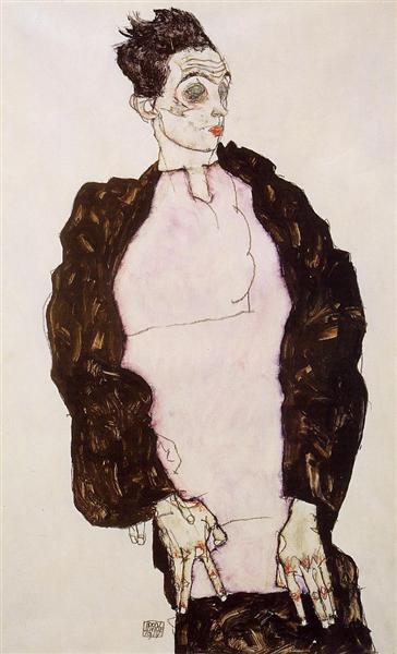 Self -Portrait in Lavender and Dark Most - Stand - 1914