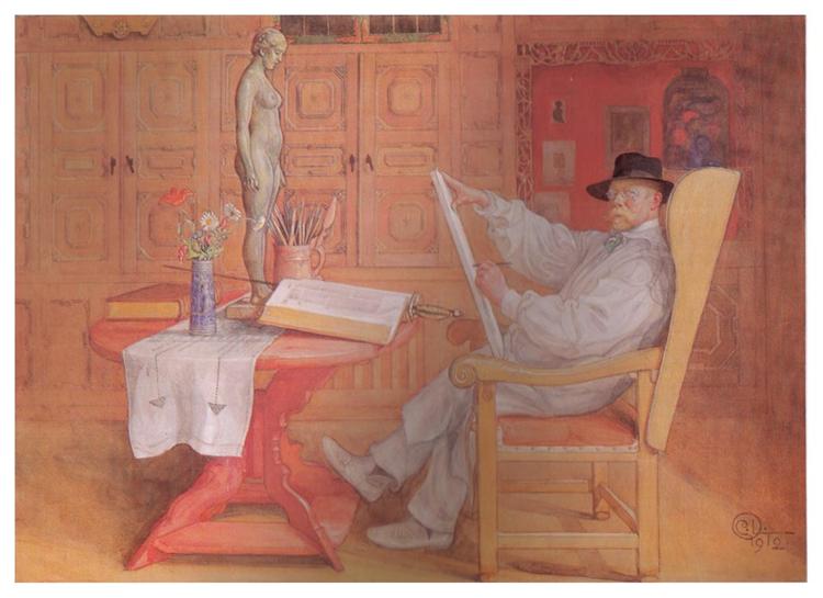 Self -portrait in the study - 1912