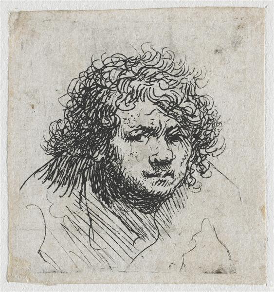 Zelfportrait hellend naar voren (buste) - 1628