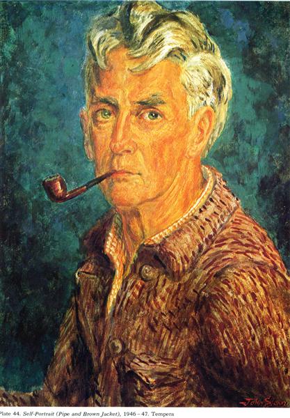 Self -PorTrait (pijp en bruine jas) - 1947