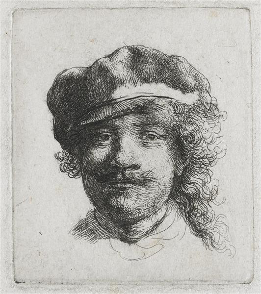 Self -Portrait mit einem weichen Gesicht mit einem kompletten Gesicht - nur der Kopf - 1634