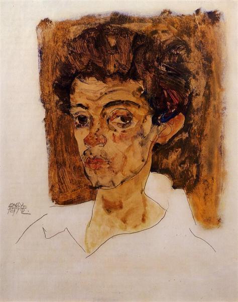 Auto-Portrait avec Fonds brun - 1912