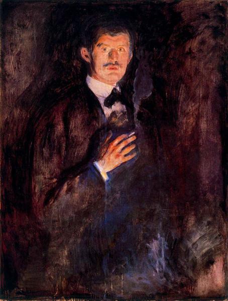 Self -portrait with ignition cigarette - 1895