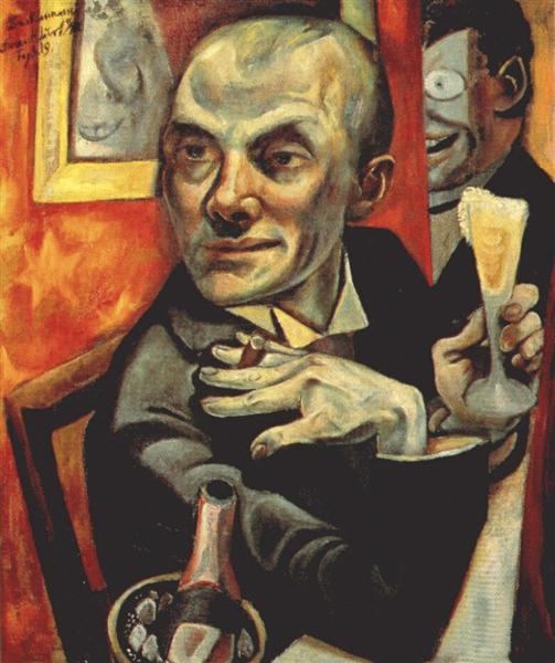 Self -portrait with champagne cup - 1919