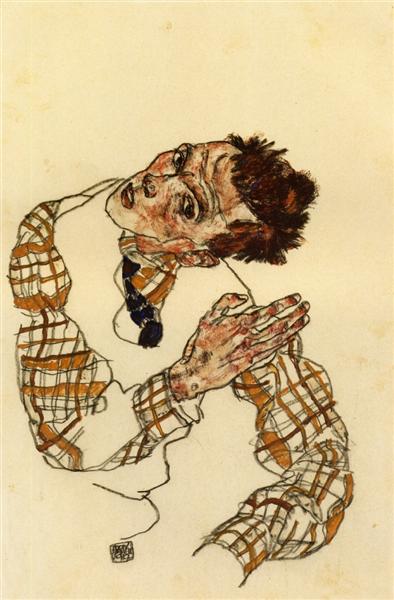 Self -portrait with shirt a paintings - 1917