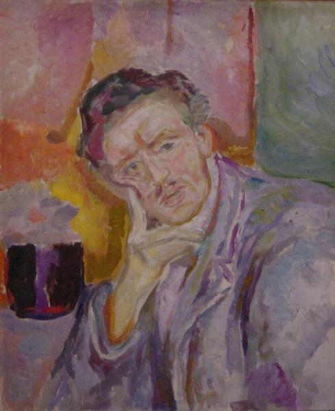 Self -Portrait mit Ihrer Hand unter der Wange - 1911