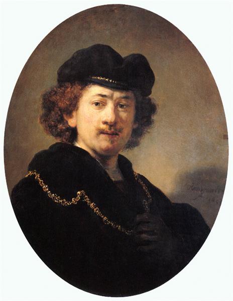 Self-portrait with hat and gold chain - 1633