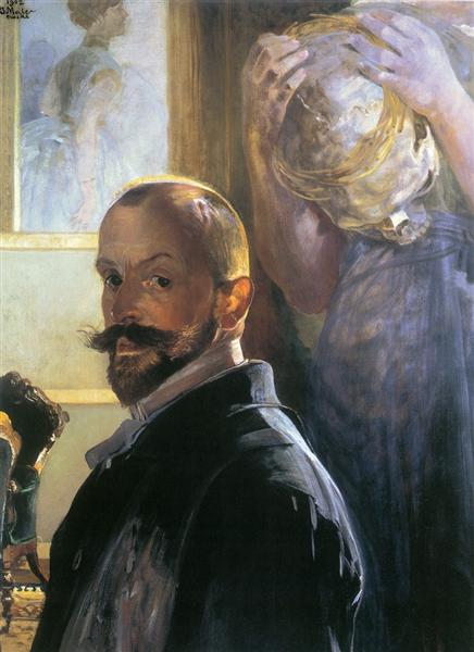 Self -portrait with skull