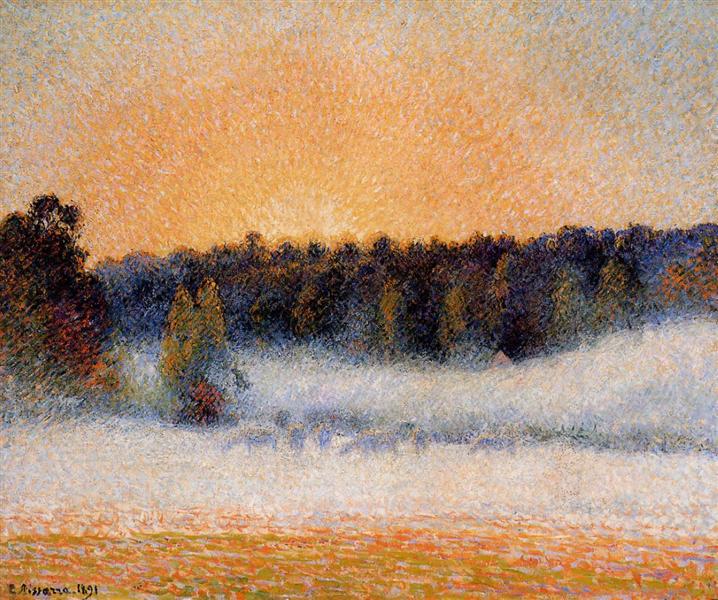 Westsonne und Nebel - Eragny - 1891