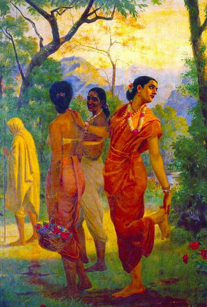 Shakuntala looks back to glimpse Dushyanta.