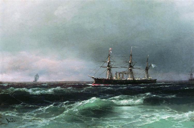 Barco no mar - 1870