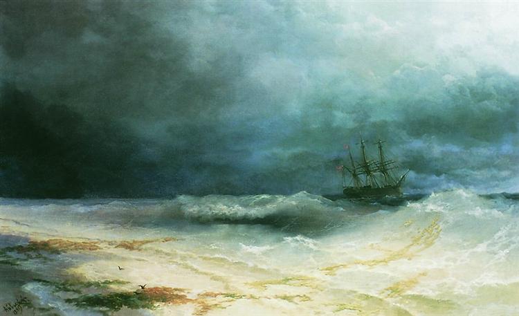 Båt i en storm - 1895