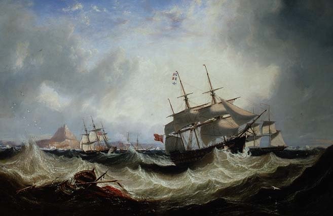 Shipments in front of Gibraltar in agitated seas