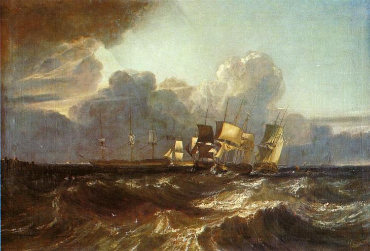 Skip på vei til anker ('The Egremont Sea Piece') - 1802