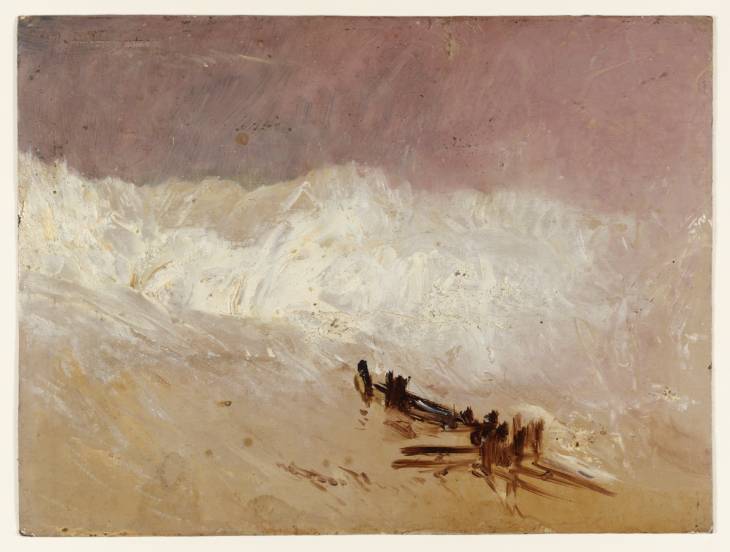 Coastal Scene with Waves and Breakwater - 1835