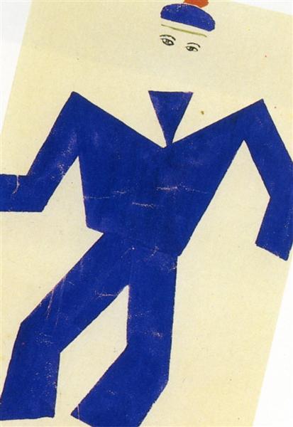 Skating track Blue and red sea suit drawing - 1921