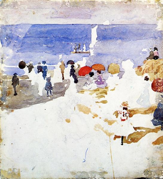 Sketch figures on the beach (also known as Early Beach) - 1897