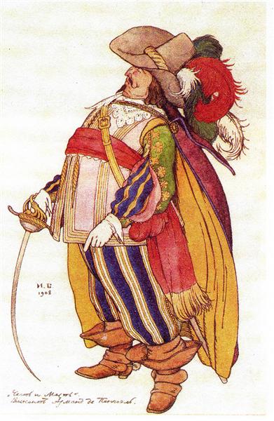 Sketch for the show - Honor and Revenge - by Fiodor Sollogub - 1908