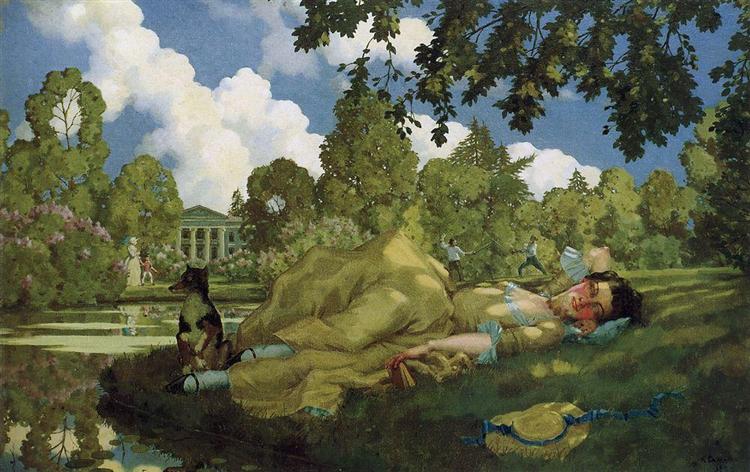 Jeune femme dormant dans le parc - 1922