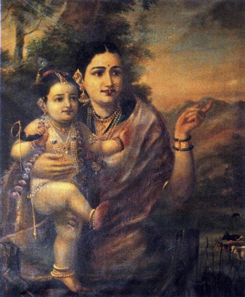 Sri Krishna - When he was a child with his adoptive mother Yasoda