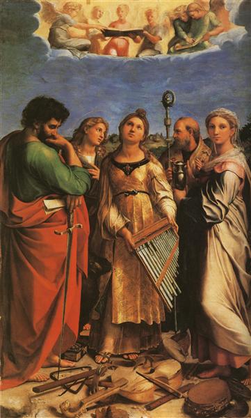 Santa Cecilia mit den Heiligen. Pablo - Juan Evangelistas - Agustín und María Magdalena - 1516