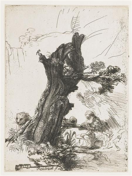 Saint Jerome Next to a Pollarded Willow Tree - 1648