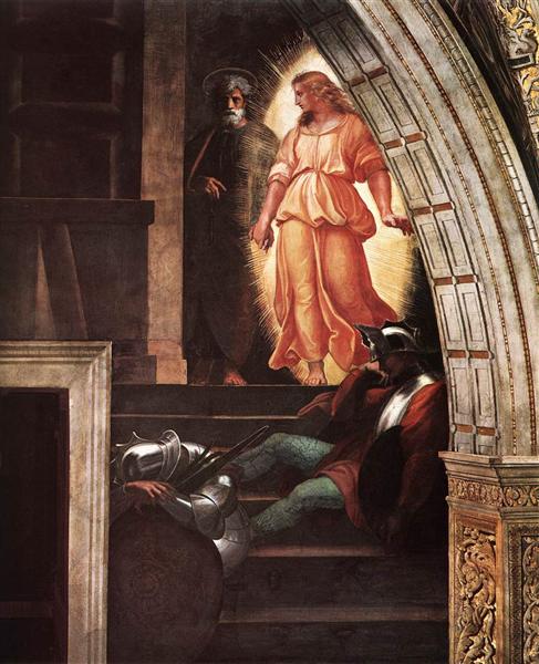 San Pietro fugge con l'angelo - Da 'La Liberazione di San Pietro' nella Stanza di D'Eliodoro - 1514