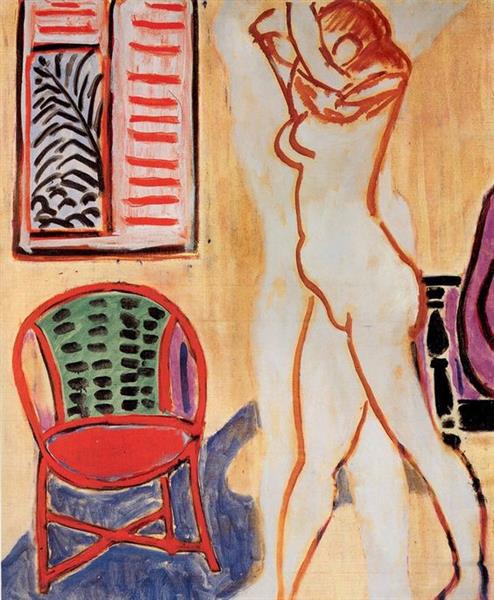 Standing nude with raised arms 1947 