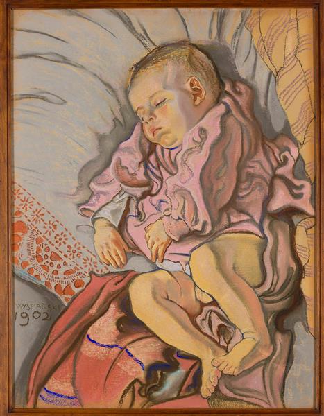 Child sleeping on a pillow - 1902