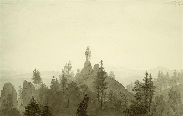 Statue of the Virgin in the mountains