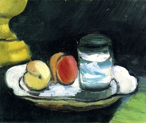 Still Life Peaches and Glass 1916 