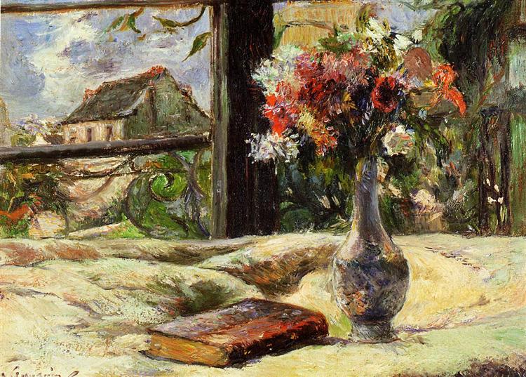 Nature morte. Vase avec des fleurs dans la fenêtre - 1881