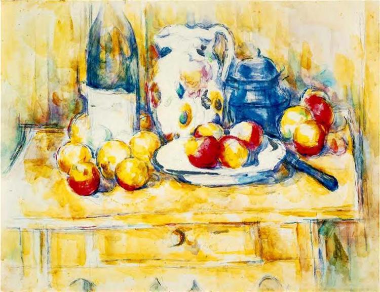 Still Life with Apples: A Bottle and a Jar of Milk - 1904