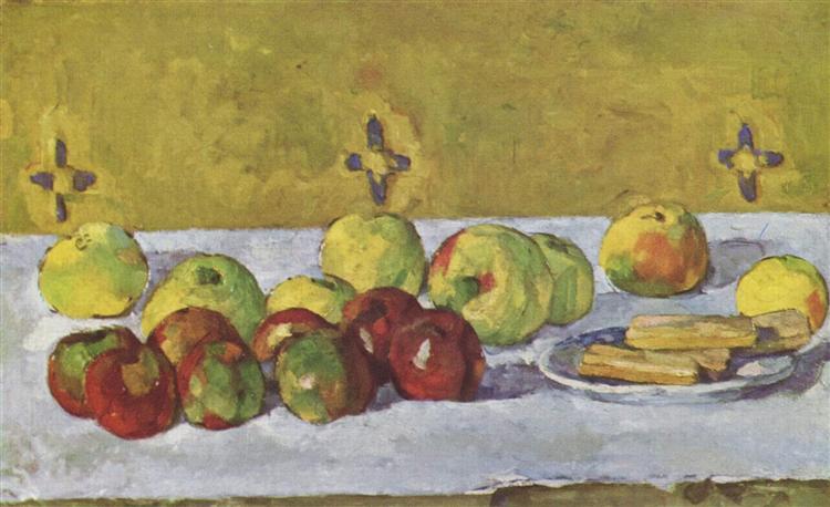 Bodegón avec des pommes et des cookies - 1877