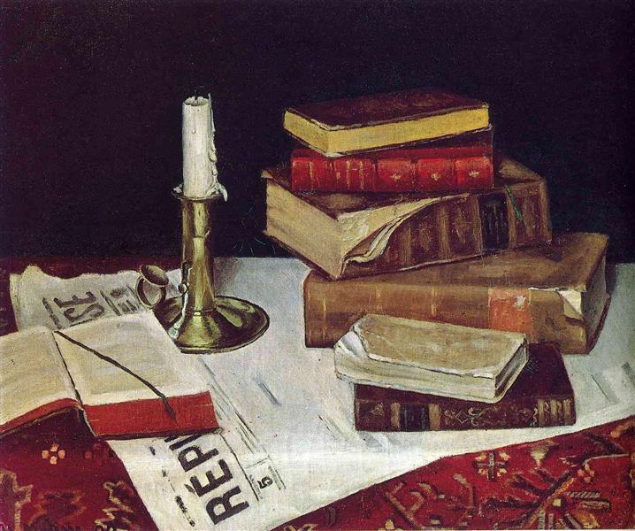 Still Life with Books and Candle 1890 