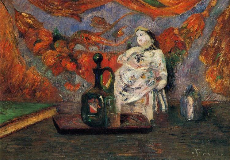 Bodegón con caraffa e figura in ceramica - 1885