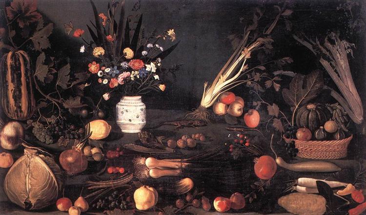 Naturaleza Muerta Con Flores Y Frutas - 1601