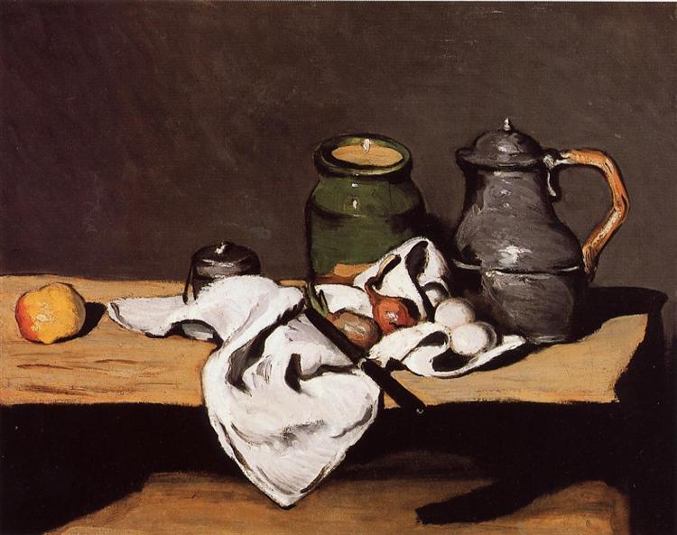 Still Life with Green Flower Pot and Pewter Jug - 1870