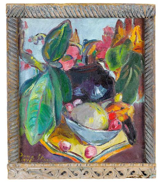 Bodegón avec feuilles - fruits et fleurs - 1945