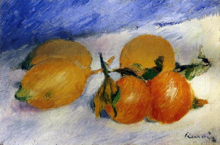 Soulever la nature avec des citrons et des oranges - 1881