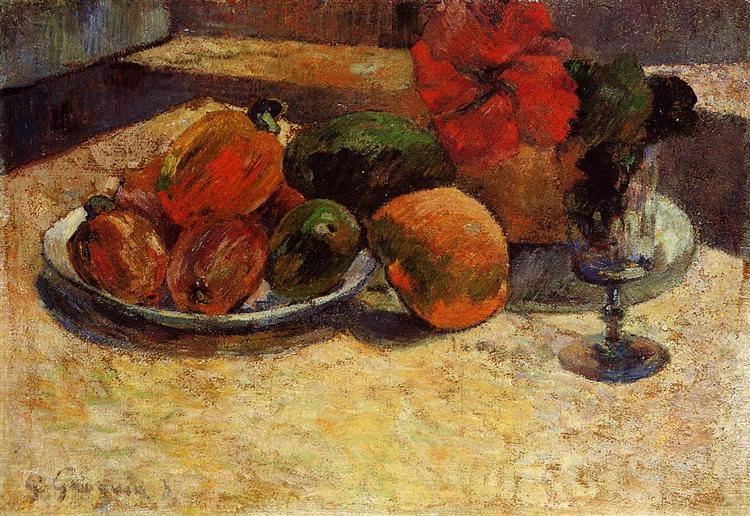 Bodegón mit Mangos und Hibiskos - 1887