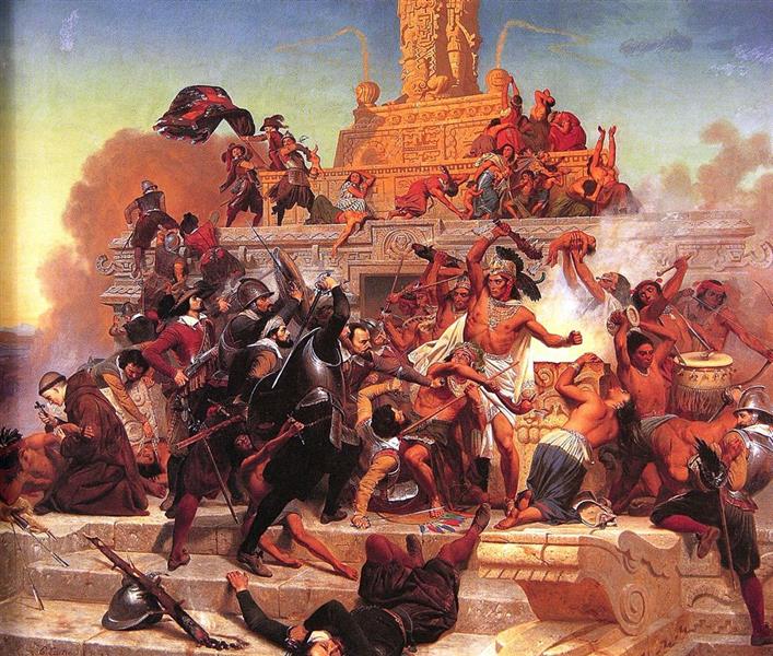 Assault to Teocalli by Cortés and his troops - 1848