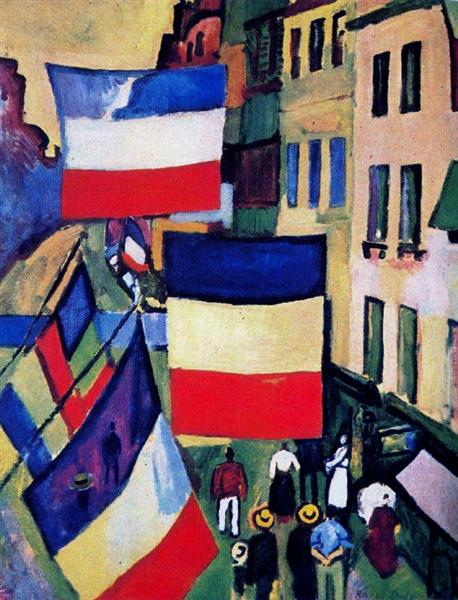 Adorned street with flags - 1906